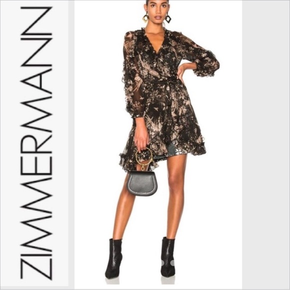 Zimmerman Maples Feathery Wrap Dress size 0 100% Silk - Picture 1 of 9
